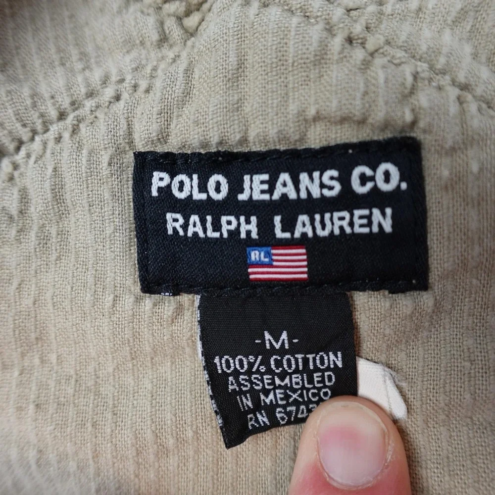 Polo Jeans Co Ralph Lauren Overalls Mens Medium Beige Corduroy Bib Workwear - Picture 5 of 10